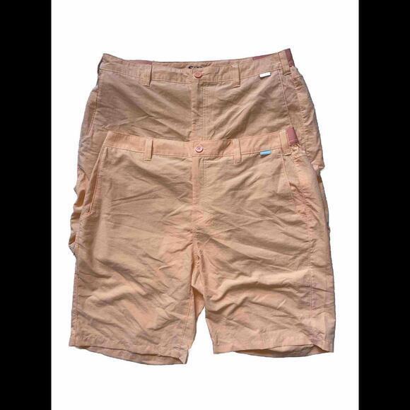2 Pairs Of‎ Simms Nylon Shorts Men 38 Orange Waist Stretch Trunk - Picture 1 of 6